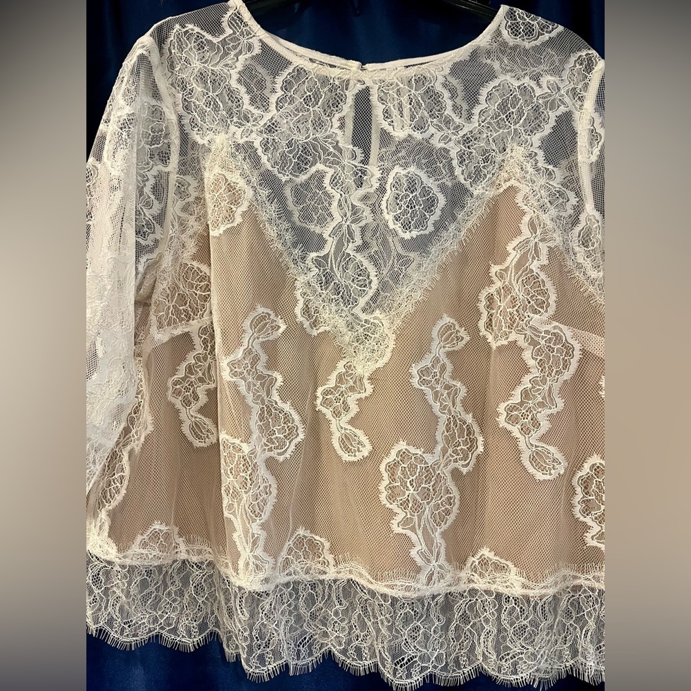 Anthropologie Ivory Lace Blouse - Picture 3 of 6